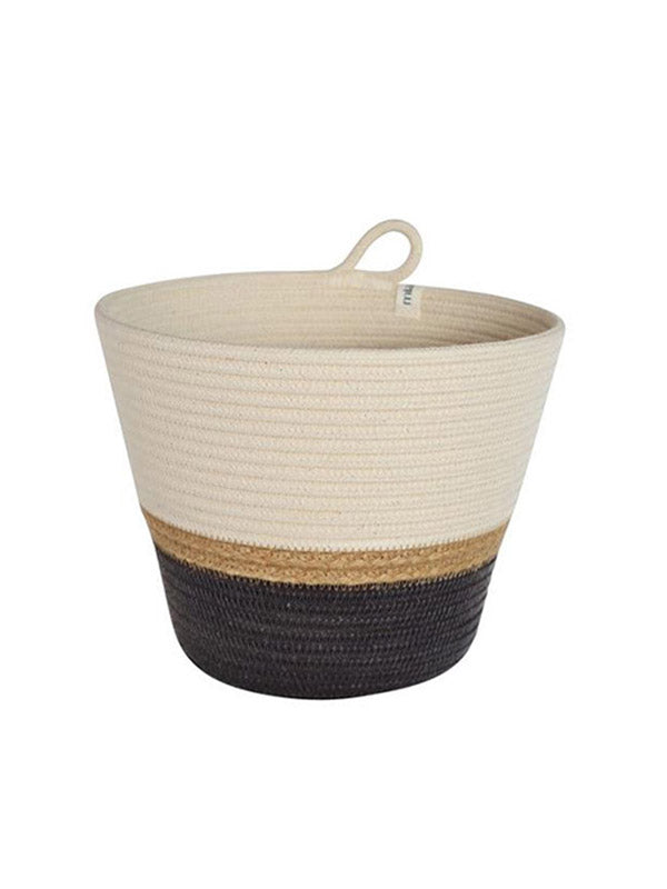 Jute & Charcoal Woven Planter Basket