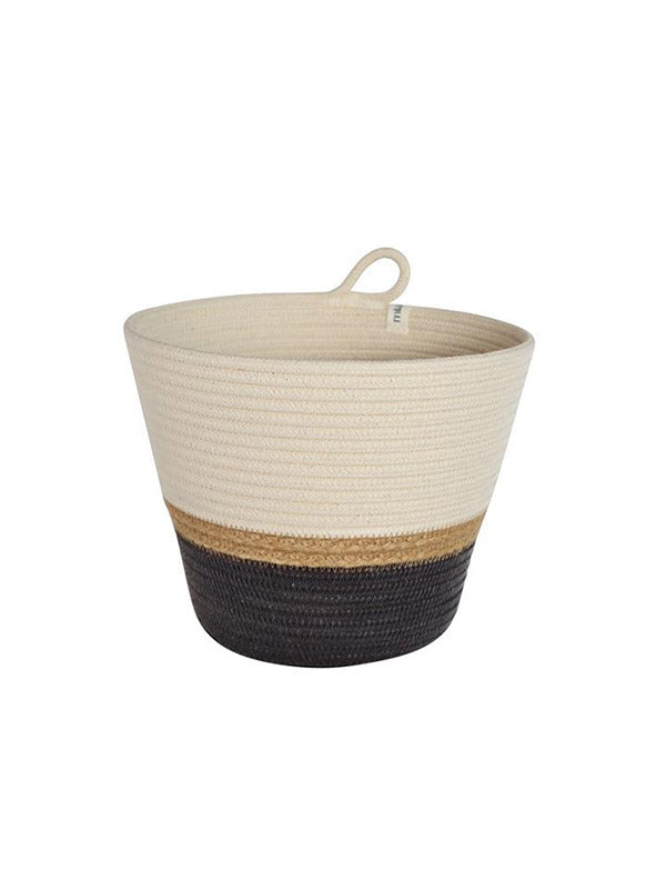 Jute & Charcoal Woven Planter Basket