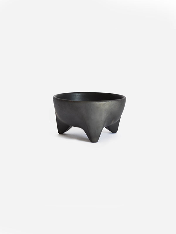 Tzinacan Footed Black Ceramic Bowl