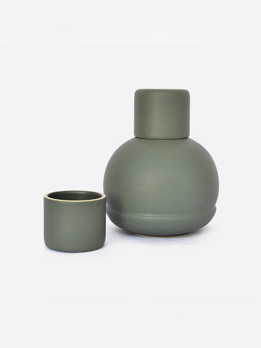 Green Carafe with 2 Cups