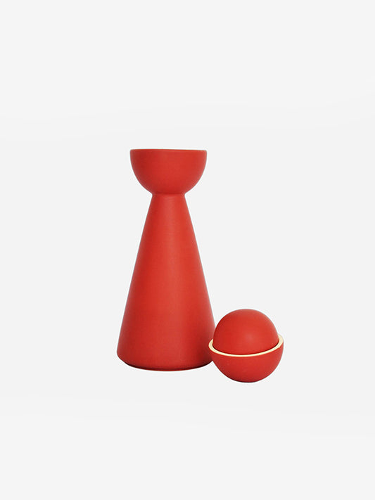 Red Half Moon Carafe with 2 Cups