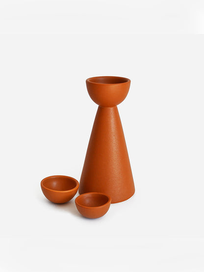 Terracotta Half Moon Carafe with 2 Cups