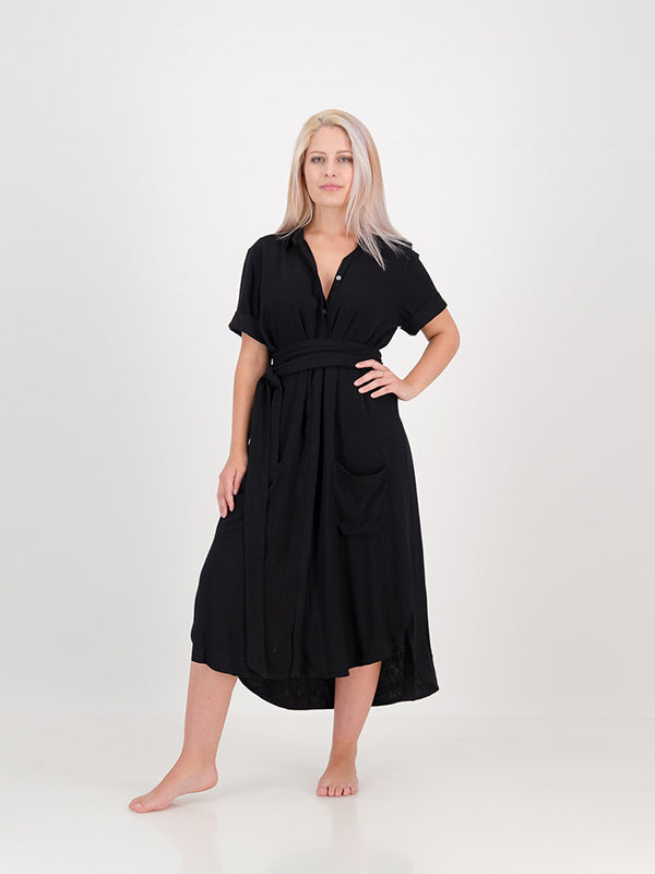 Linen Midi Collar Dress