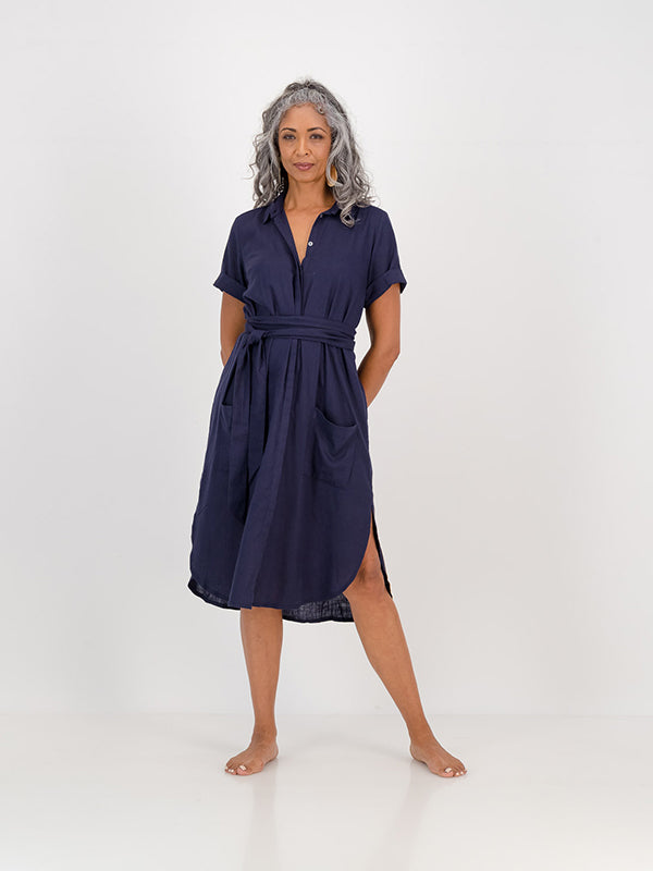 Linen Midi Collar Dress