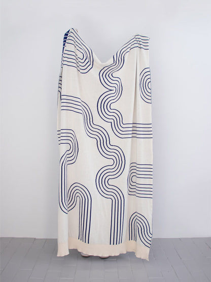 Move & Groove Blue & White Blanket / Throw