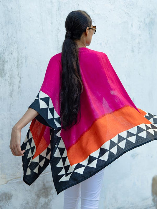 Pyramid Silk Short Kimono