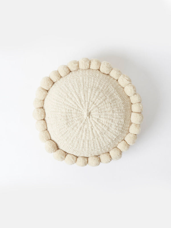 Valle Round Pom Pom Cushion, Medium