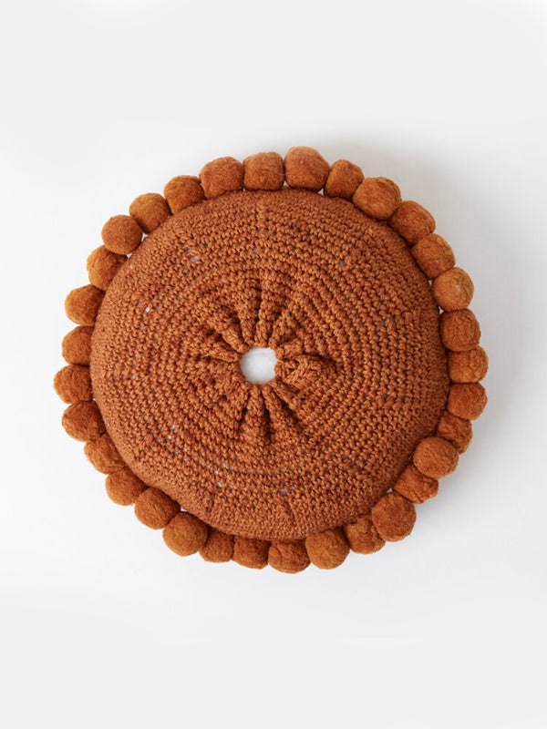 Valle Round Pom Pom Cushion by Andes Ethical Homeware Akojo