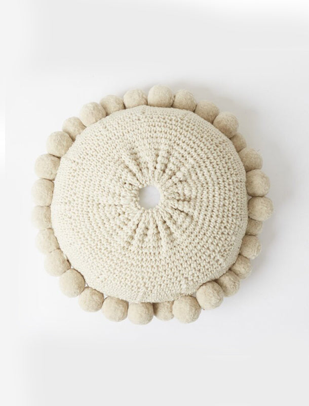 Valle Round Pom Pom Cushion, Large