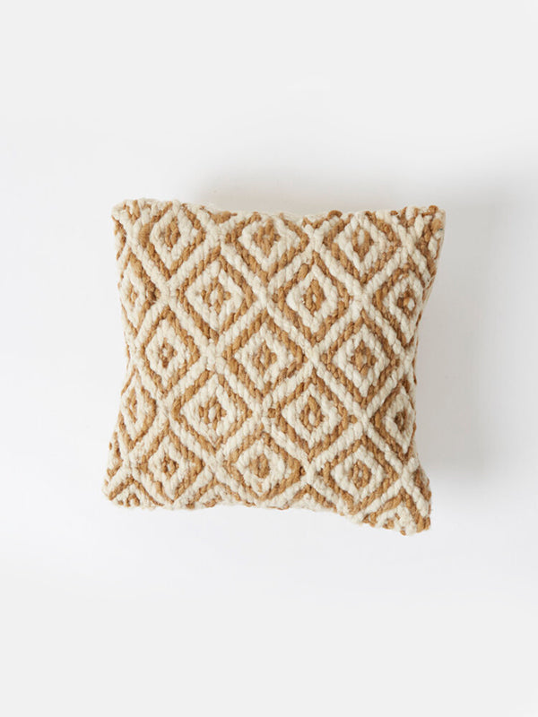 diamond design wool yellow cushion