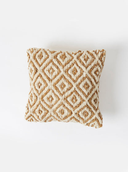 diamond design wool yellow cushion