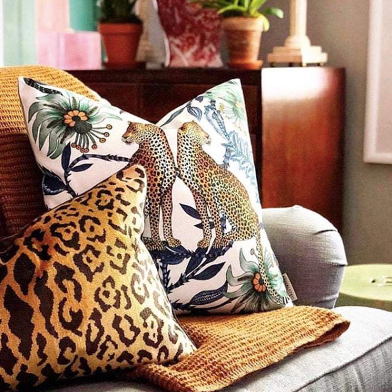 Lovebird Leopards Tanzanite Cushion Cover