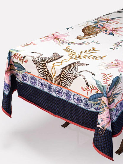 Leopard Lily Tablecloth in Frost