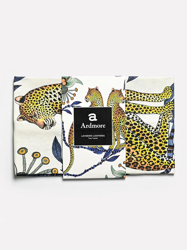 Love Leopard Tanzanite Blue Tea Towel