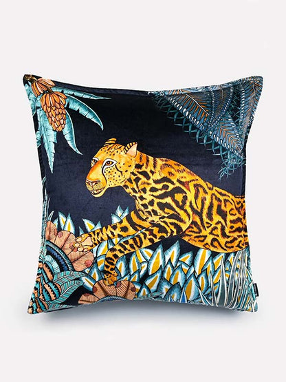 blue velvet cheetah cushion