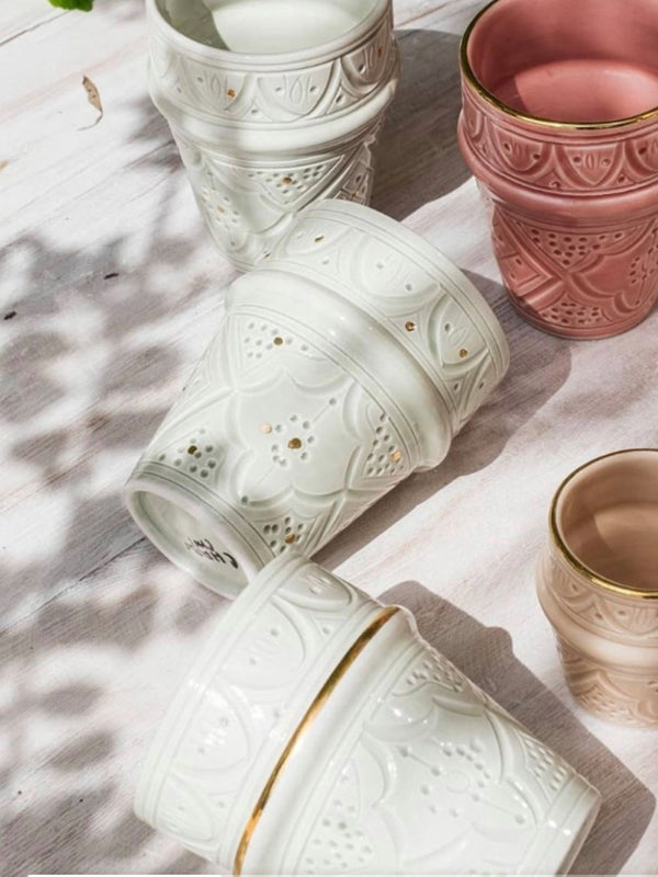 Pistachio Beldi Ceramic Embossed Cups – Chabi Chic