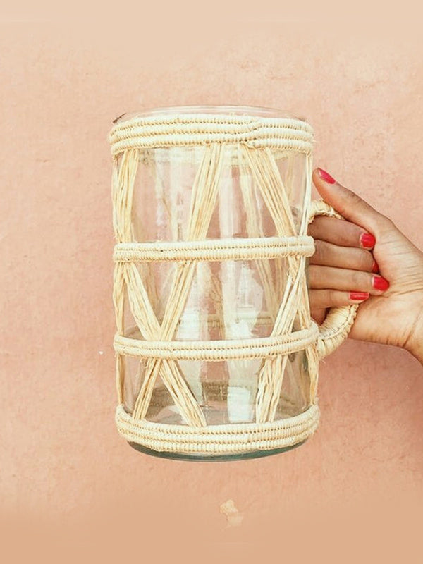 Large Raffia Glass Jug – Chabi Chic