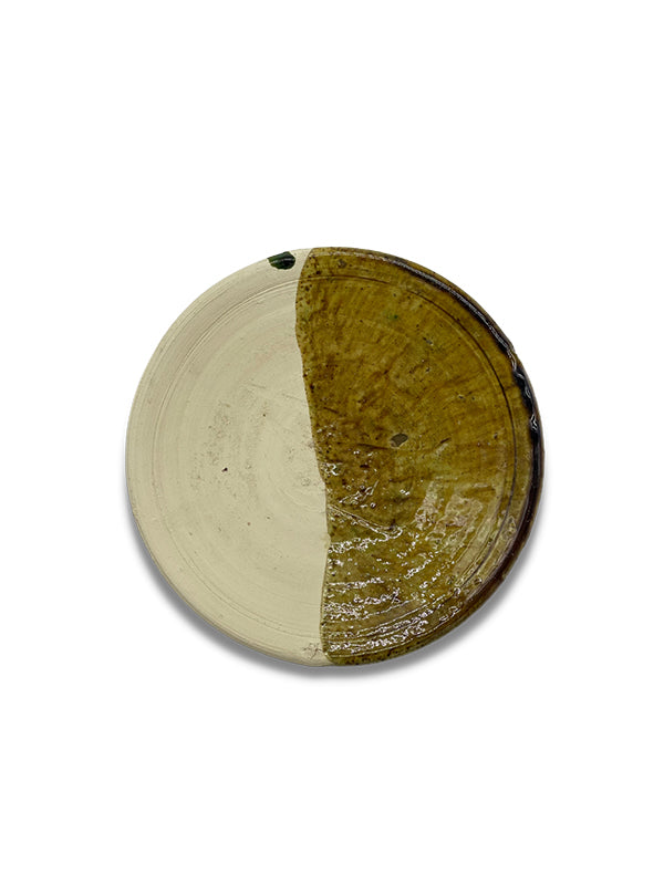 Tamegroute Ochre Half Glazed Plate, Medium