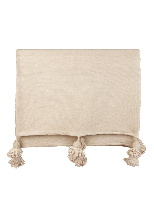 Pom Pom Cotton Blanket - Stone
