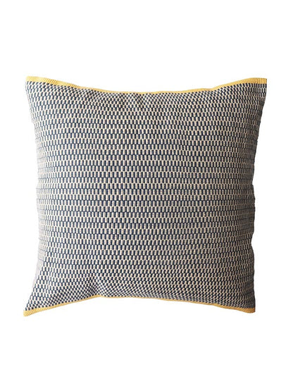 blue white and yellow square cushion