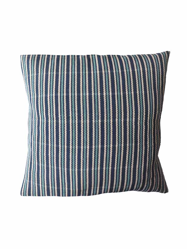 square striped blue and white scatter cushion
