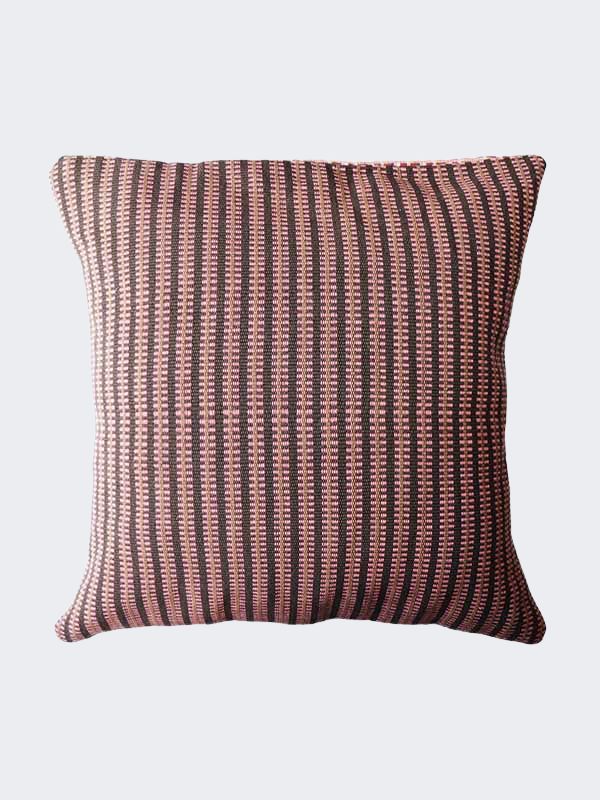 sustainable handwoven striped cotton cushion
