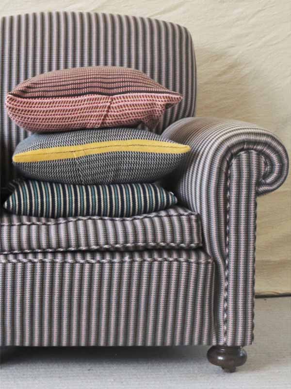 sustainable organic striped cushions