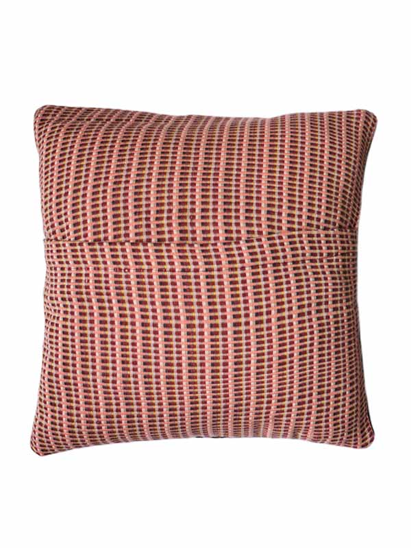 reversible brown and pink striped cushion