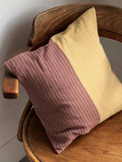 block pink and yellow sustainable scatter cushion