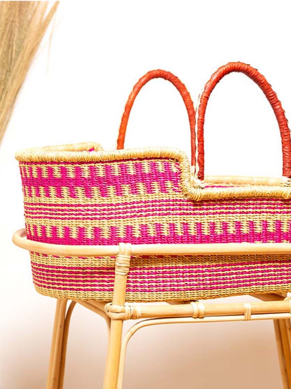 Pink & Natural Moses Baby Basket