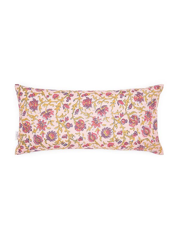 pink floral bolster cushion
