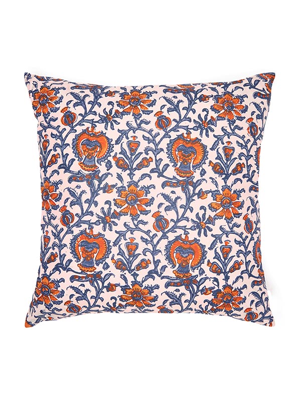 sustainable silk pink floral print cushion