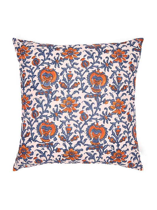 sustainable silk pink floral print cushion