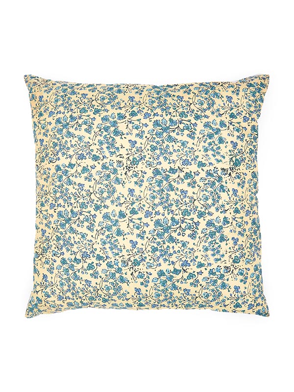 blue floral square cushion