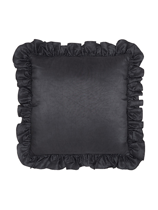 frilly black silk cushion