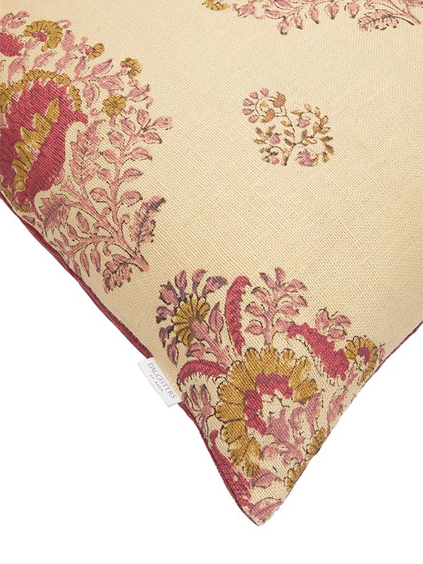 sustainable flora yellow and pink linen scatter cushion