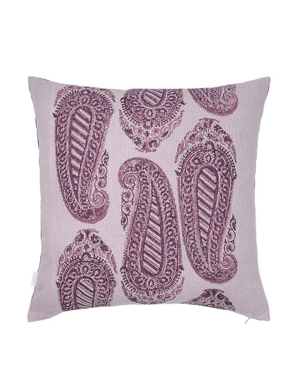 lilac organic linen printed cushion 