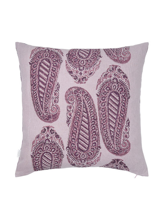 lilac organic linen printed cushion 