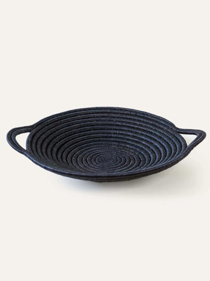 Double Handed Woven Tray, Black