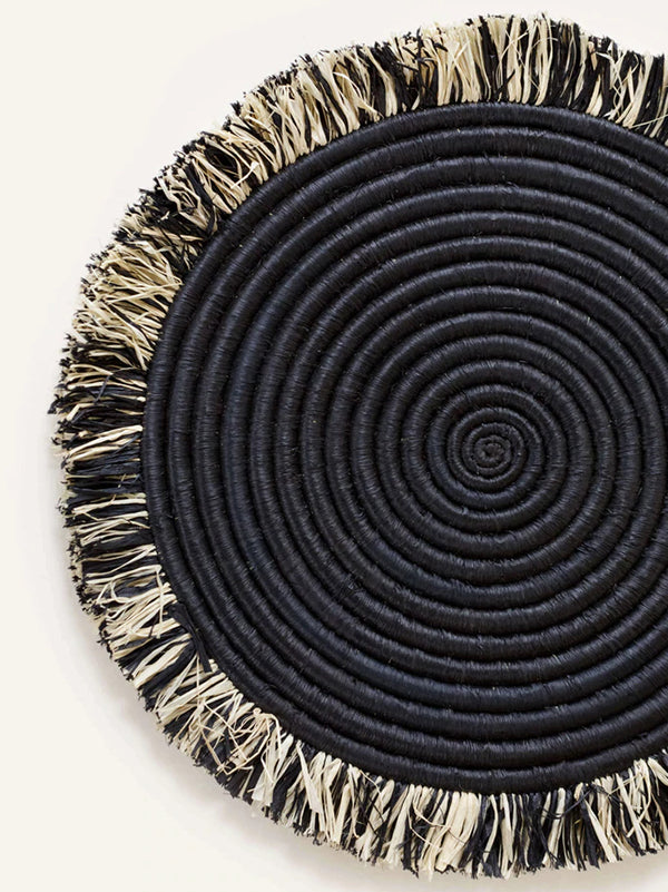 Black Raffia Fringed Placemats