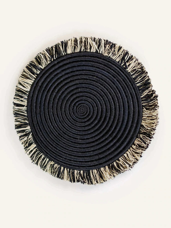 Black Raffia Fringed Placemats