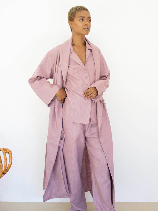 Rose Pink Linen Robe, Grace