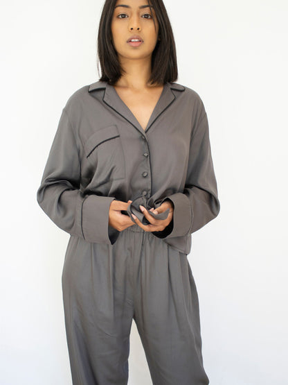 Grey Bamboo Silk Pyjama Set, Diane