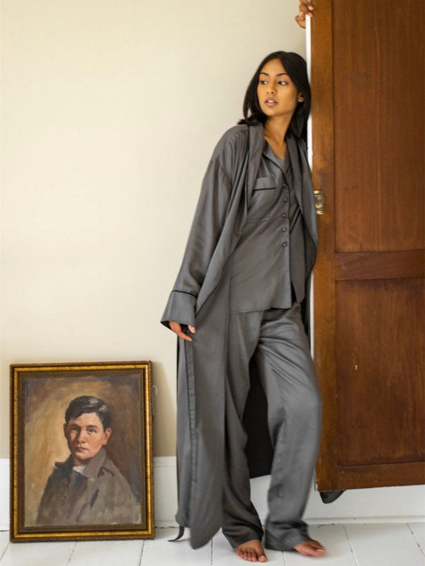 Grey Bamboo Silk Pyjama Set, Diane