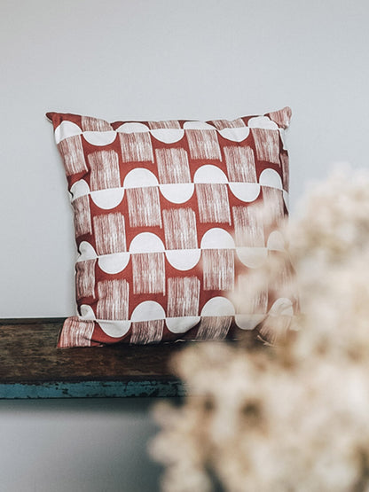 sustainable brown printed cushion cover
