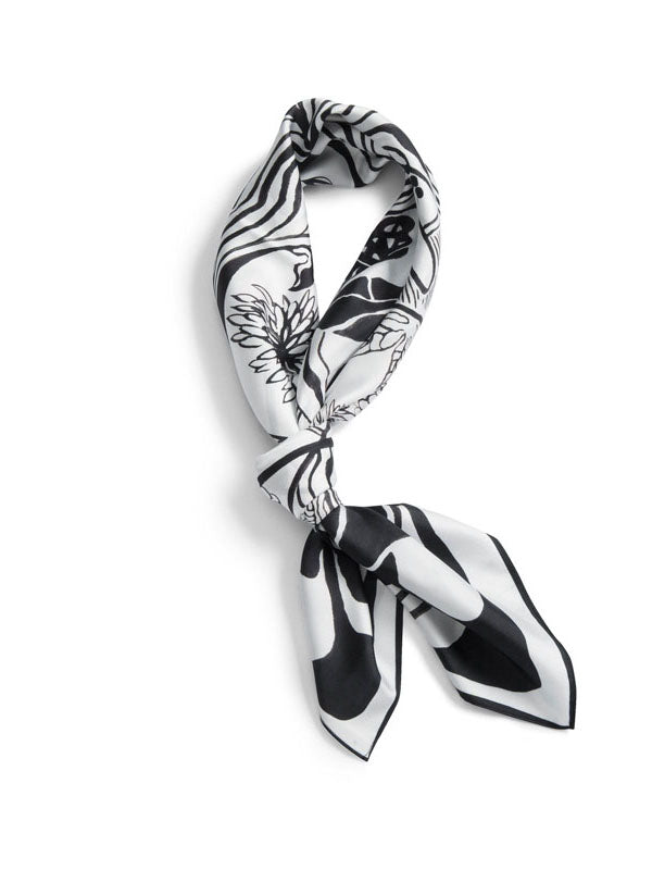 Wagara Black & White Silk Scarf