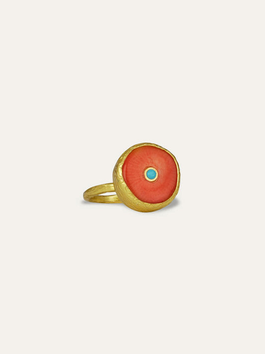 Amalfi Coral Coloured Howlite Cocktail Ring