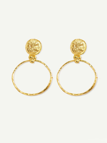 Myia Gold Coin Front Hoop Earrings