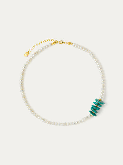 Adelina Beaded Pearl and Turquoise Necklace