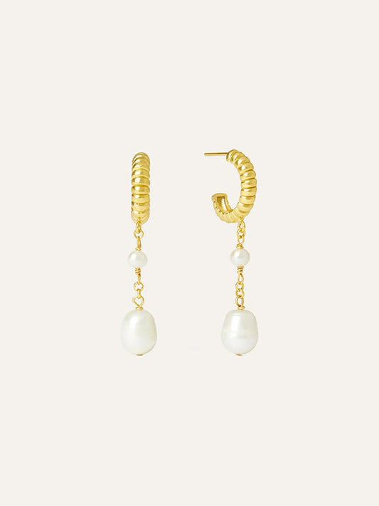 Dune Hoop Earrings with Pearls